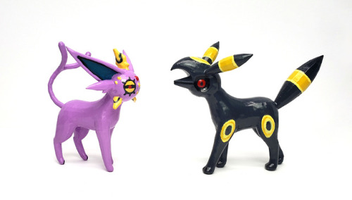 Solrock + Espeon = Solpeon and Lunatone + Umbreon = Lumbreon Handmade figurines by me, I’m on a poke