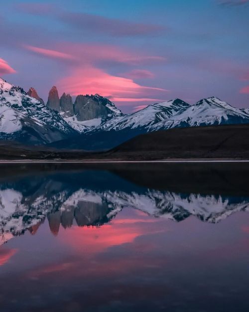 ReflectionLaguna Azul, Torres del Paine, Patagonia Chilena.