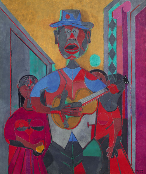 The Troubadour, 1945, Rufino Tamayohttps://www.wikiart.org/en/rufino-tamayo/the-troubadour-1945