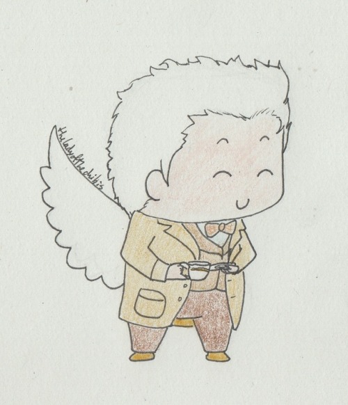 theladyofthechibis: Chibi Aziraphale and Crowley from Good omens Love them both! &lt;3