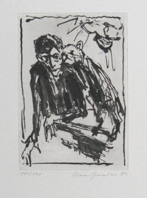 franzkavka: Hans Fronius illustrations of Kafka cuddling with a cat masterpost
