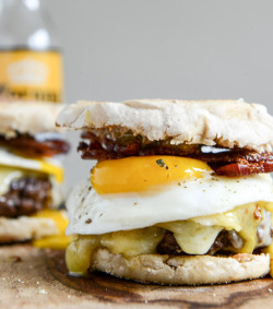 second-breakfastt:  Bacon Breakfast Burgers