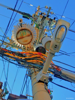 bassman5911:  Electric pole in Nakatsu, Osaka-city, Japan. (Taken and edited by Bassman) 