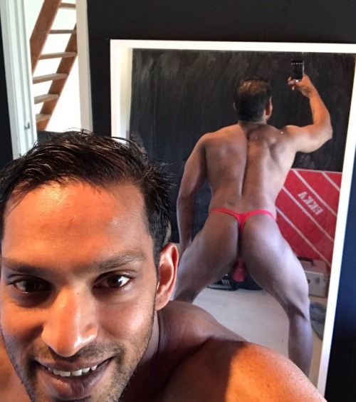 desibeefcake:  Desi beefcake in a sexy red thong, asking to be pounded.