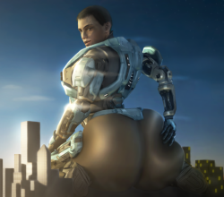 raikovjaba: A gift to AnAlternateUsername! for the  awesome animation he did! Thanks again bud! :DCheck the animation out here! Here we have a giantess Kat from Halo Reach sitting on top of a city C:First time doing an actual Giantess! It’s something