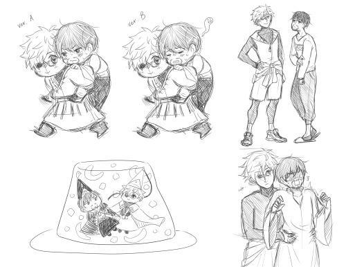kirbypoyopoyo:doodles inspired by tongari kitchen chapter 18 + modern au qifrey and orugioqifrey see