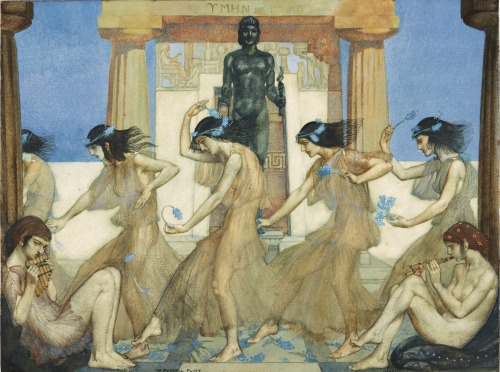 Theocritus Idyll XVIII, Chorus and Musicians (1913). Sir William Russell Flint (Scottish, 1880-1969)