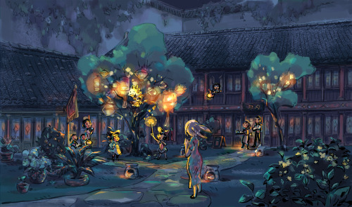 day and night versions of a fantasy Shanghai teahouse! I did these as part of my assignments for an 