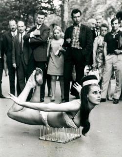 historicaltimes: Circus performer Rahnee Motie in Paris, France, 1968 via reddit 