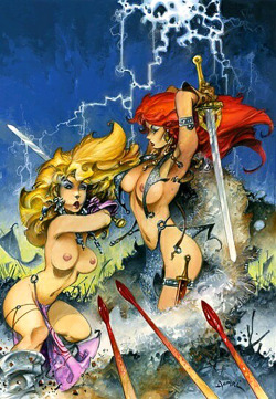 swordofsteel:  Lorna vs. Red Sonja by Alfonso