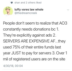 piroco:  marithlizard:  hexane-harpy: This^^^ This!   AO3 offer a comfortable, no payment, ad-free service in exchange for donations specifically to KEEP THE WEBPAGE UP AND RUNNING and people still complain?! 