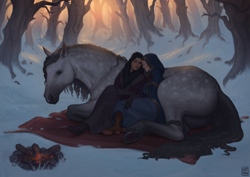kitthekiwi:A commissioned piece for the lovely Galeaspida, a scene from her fic Winter Solstice.