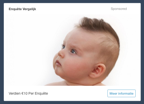 pietriarchy:this ad about making money doing surveys for no reason whatsoever has a mohawk baby on i