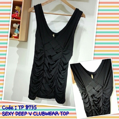 ♡ Code : TP 8735 ♡ SEXY DEEP V CLUBWEAR TOP ♡ Colour : Black ♡ Material : Lycra Polyester ♡ Pit To P