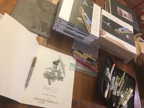 Signing and sketching on pre-order books for my workshop in Tokyo this weekend. For those who signed