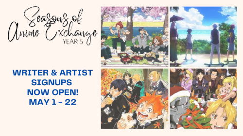 seasons-of-anime-exchange:‼ SIGNUPS ARE NOW OPEN for Year 5 of Seasons of Anime Exchange!https://b