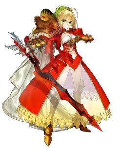 motherfuckingsaberofred:  I did not see these anywhere, so…Here is Nero’s final ‘Ascension’ form from Fate/Grand Order. Such Red Saber.