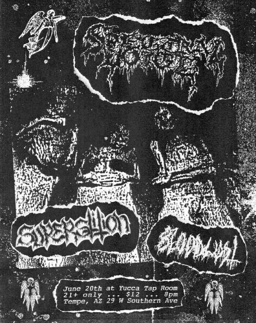 flyer for SPECTRAL VOICE, SUPERSTITION, and BLOODLUST show in AZ