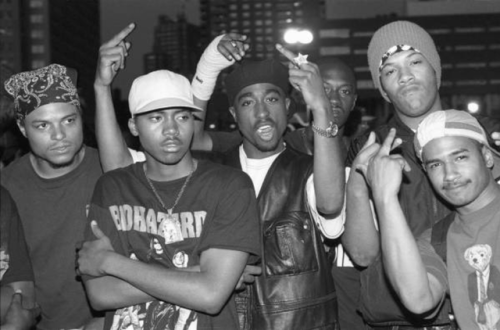 twixnmix:Nas, 2Pac, Redman, Biggie, Freedom Williams, and Chuck D at Club Amazon in New York City on