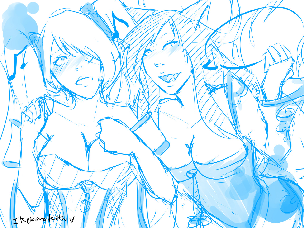 I was drawing some Caitlyn-Vi and Xano501 (from deviantart) ask me for some Sona-Ahri