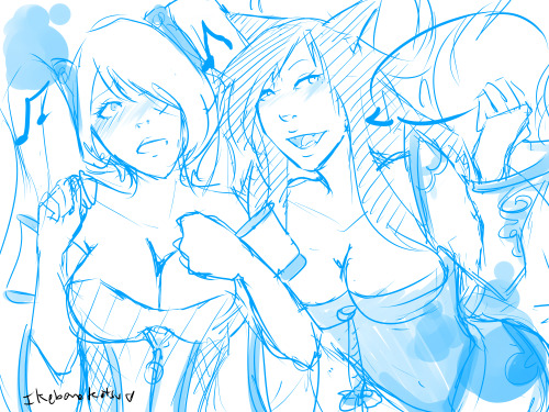 I was drawing some Caitlyn-Vi and Xano501 (from deviantart) ask me for some Sona-Ahri and…. there is the sketch xD Hope you like it and very soon it will be on Deviantart ^_^