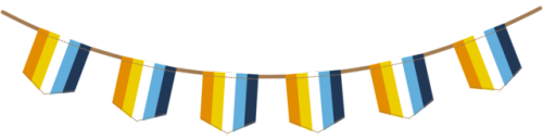 aroworlds:[image description: six different cartoon-style bunting graphics, featuring six pride flag