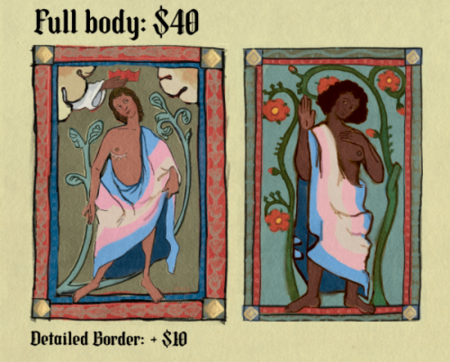 boneshit:Reopening my medieval manuscript commissions! Prices are as listed: Portraits: $20Half body