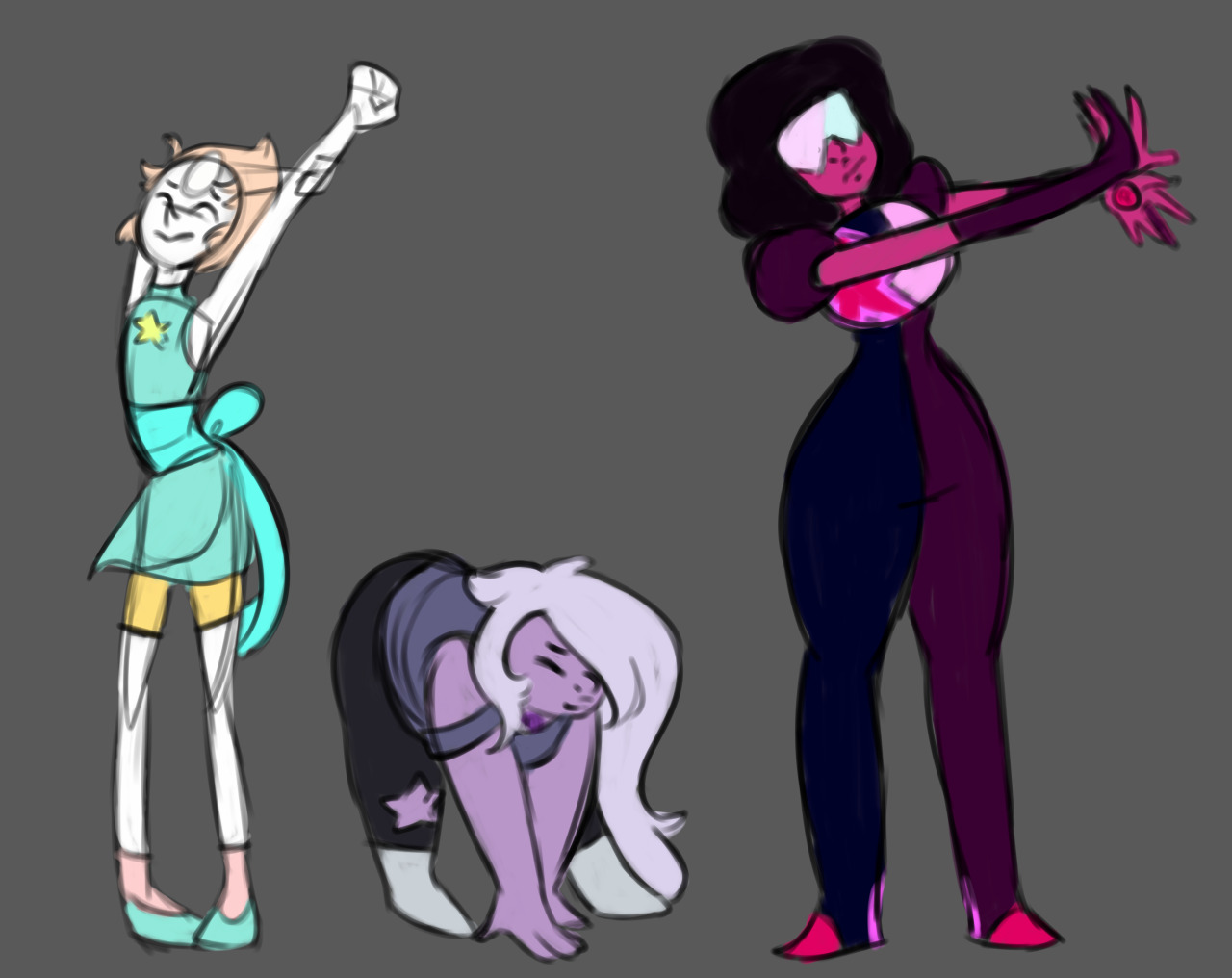 houndork:  the gems stretching! why? idk.I LOVE HOW PEARL AND AMETHYST TURNED OUT,