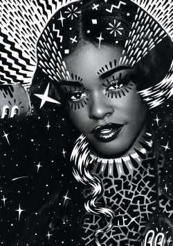  Azealia Banks photographed by Jam Sutton, featuring illustrations created by artist Hattie Stewart 