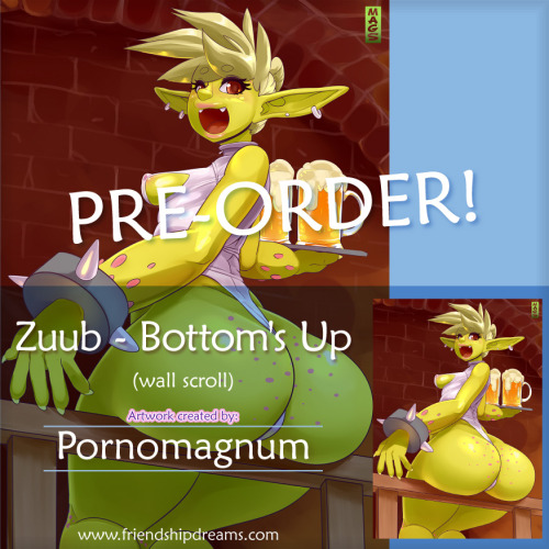 magsama:  friendshipdreams:  Zuub - Bottoms Up! Wall Scroll by @magsama Now on Preorder: https://friendship-dreams.myshopify.com/products/zuub-bottoms-up-wall-scroll-by-magsama Zuub is the most popular bar maid around. Her reputation for service  ensures