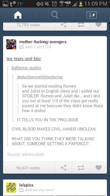 rumbleroars:overdoseattack:neither-blue-nor-green:xxsilvertonguespiritxx:  itsstuckyinmyhead:  Odd Romeo and Juliet Tumblr Posts  Why hasn’t this got more notes…? It’s fucking hilarious………or maybe I find it so funny because I have a weird