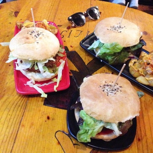 Vegan Burgers in Barcelona Did I say we only ate falafel + ice-cream? These delicious Burgers had ta