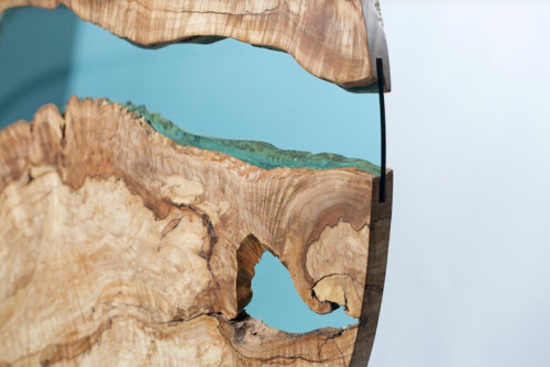 mymodernmet:  Greg Klassen is a furniture maker in the Pacific Northwest who finds inspiration in its landscape and translates that into his work. His River Collection features gorgeous, reclaimed wood tables that are embedded with beautiful glass rivers.