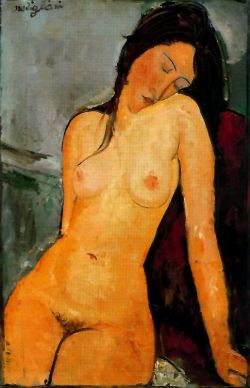 oursecretdesires:  Amedeo Modigliani, Female Nude, c. 1916  The avatar I use is a portrait of Modigliani painted by his lover, Jeanne Hebuterne c,1918