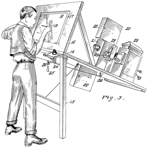 ‪Fleischer Studios patents for rotoscoping (“tracing live action”) and the Stereoptical Process (3D 