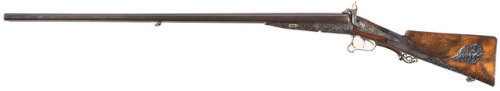 Double barrel pinfire shotgun crafted by P. Polchinger of Ferlach, Austria. Mid 19th century.from Ro