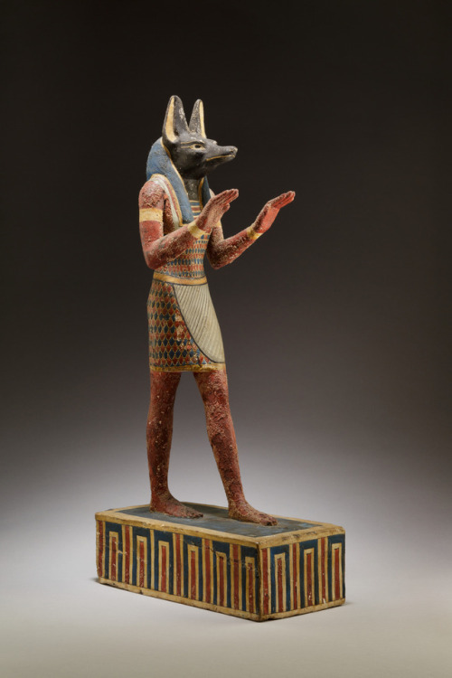 met-egyptian-art: Statuette of Anubis via Egyptian ArtMedium: Plastered and painted woodGift of Mrs.