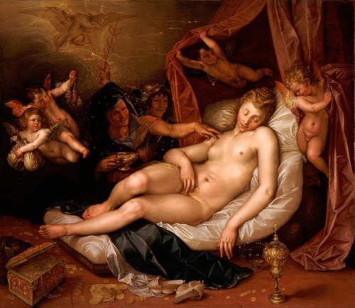 via-appia: Sleeping Danae Being Prepared to Receive Jupiter, 1603 Hendrik Goltzius (1558 – 161
