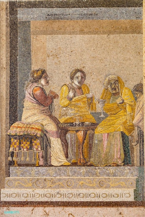 noragaribotti:POMPEII-A mosaic reveals a meeting with a fortune teller. House of Cicero.