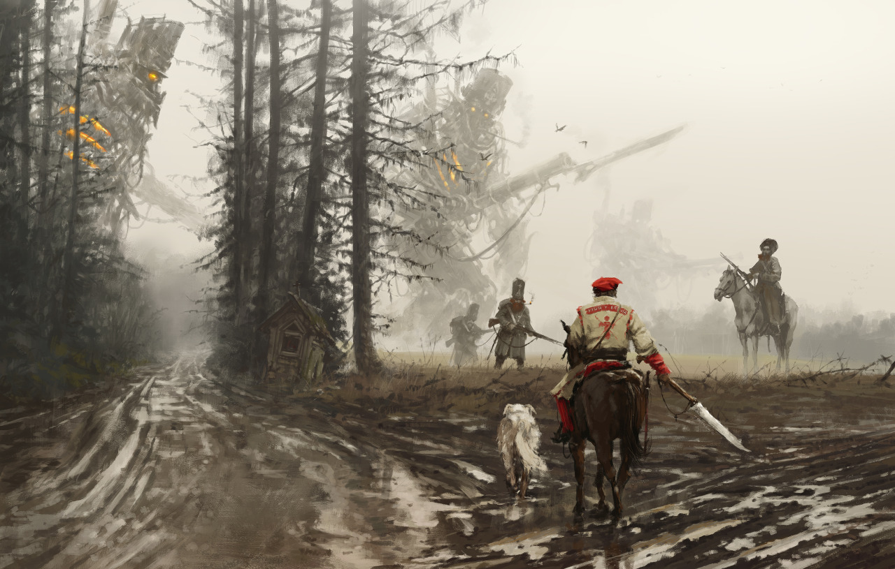 jakubsan:  ‘they feed and defend’new  painting from my ‘1863 - Wolfpack ‘