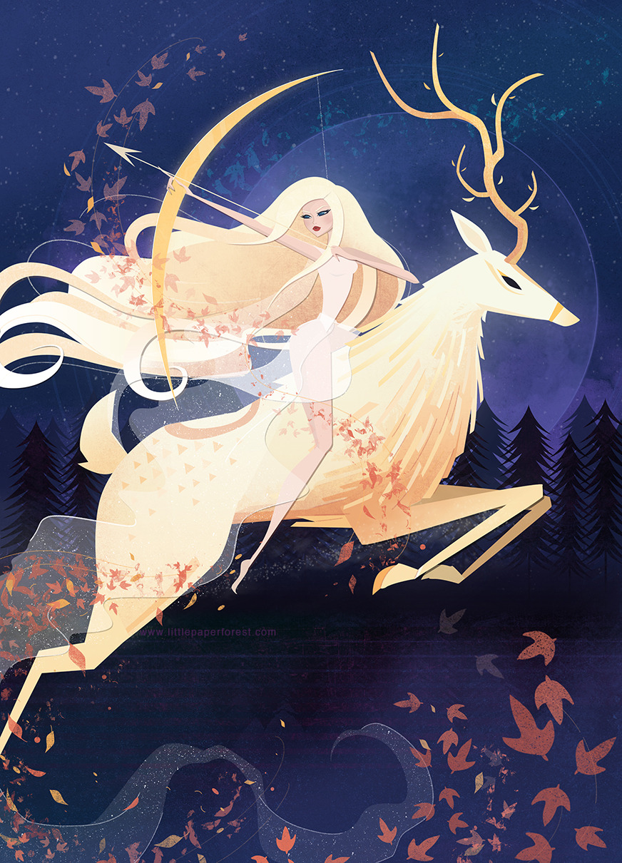littlepaperforest:  Artemis and her Ceryneian Hind. ♡ 
