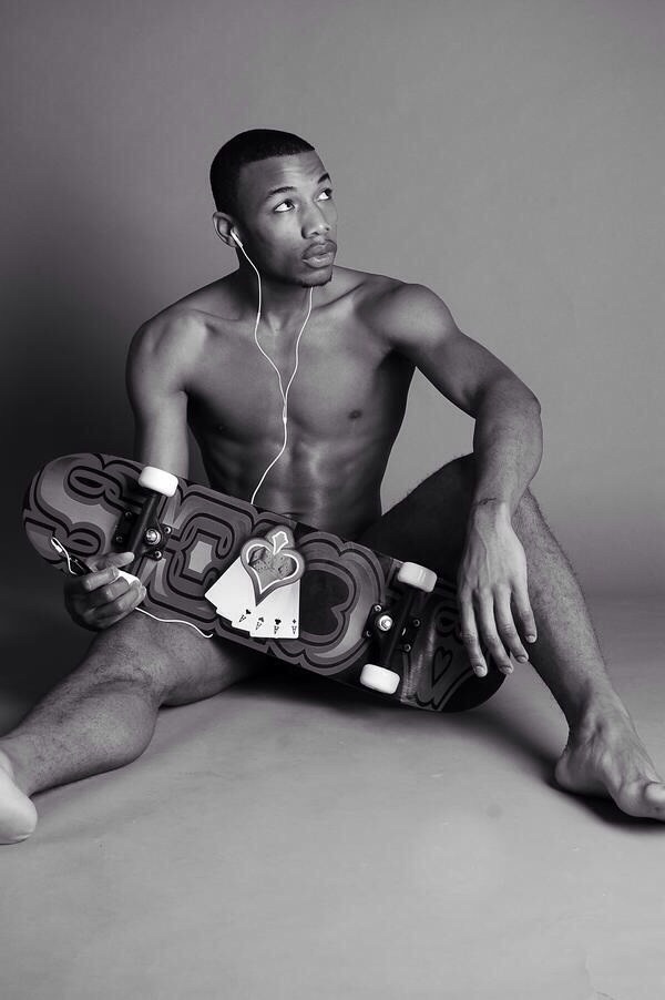 aguywithoutboxers:  March 28, 2014   Relaxing Nude Naked skateboard and music