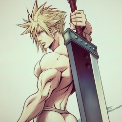 dizdoodz:  #dizdoodz #finalfantasy #butt #twunk #hunk #back #muscles #fenrir #ffvii #cloudstrife