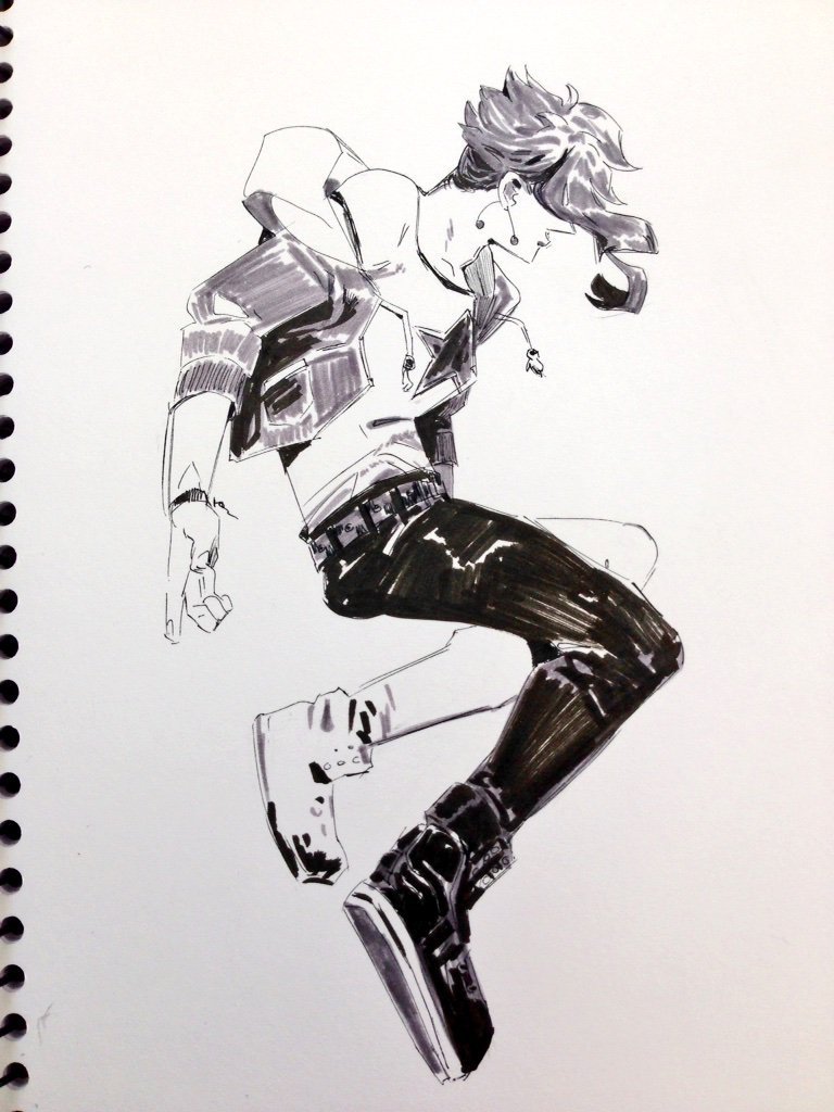 seventypercentethanol:  ink sketches. I love jojo! 
