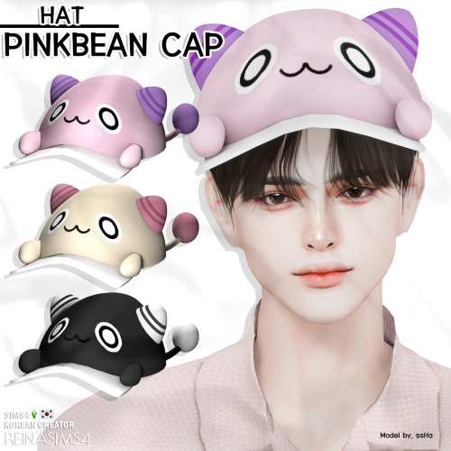 REINA_TS4_ PINK BEAN CAP ✔ TERMS OF USE !* New mesh / All LOD * No Re-colors without permission * Do