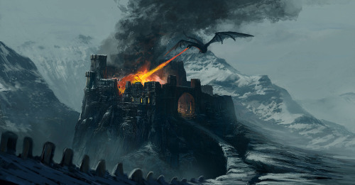 castlesanguine:  Castle in fire by Edli