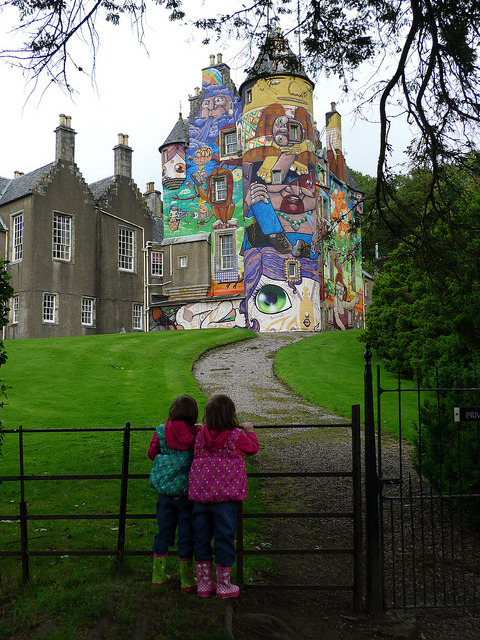 Graffiti art on medieval walls, Kelburn Castle / Scotland (by Ego Breed).