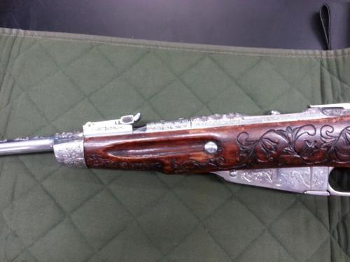 peashooter85:Engraved M44 Mosin Nagant bolt action carbine. From a user on gunboards.com forums.