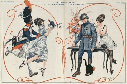 frenchhistorycollector:Les GrenadiersFrom old grognard to young bleuet by Chéri Hérouard for La vie 