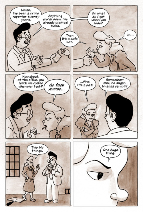 Book 1, Page 86SuperButch is a webcomic about a lesbian superhero in the 1940s who protects the bar 